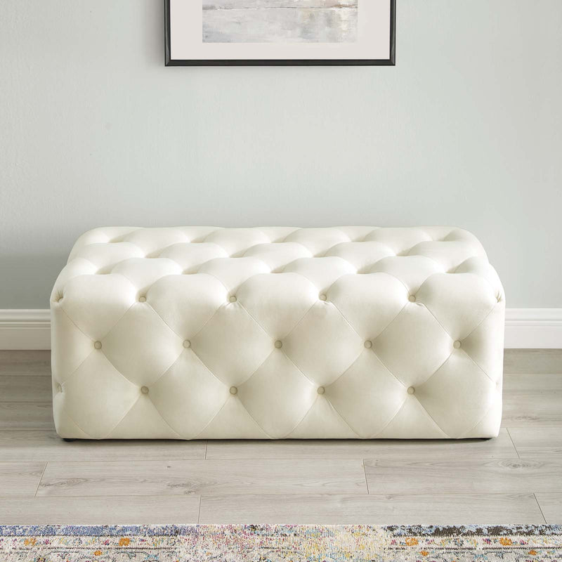 Amour Tufted Button Entryway Performance Velvet Bench