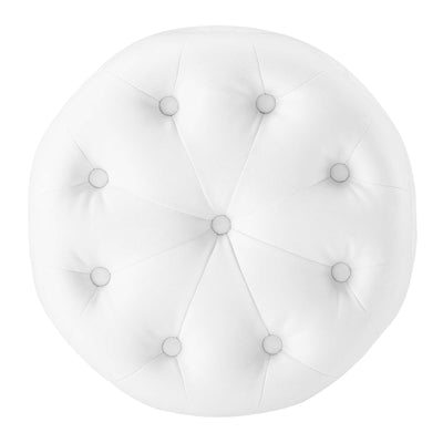 Amour Tufted Button Round Faux Leather Ottoman