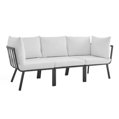 Riverside 3 Piece Outdoor Patio Aluminum Sectional Sofa Set