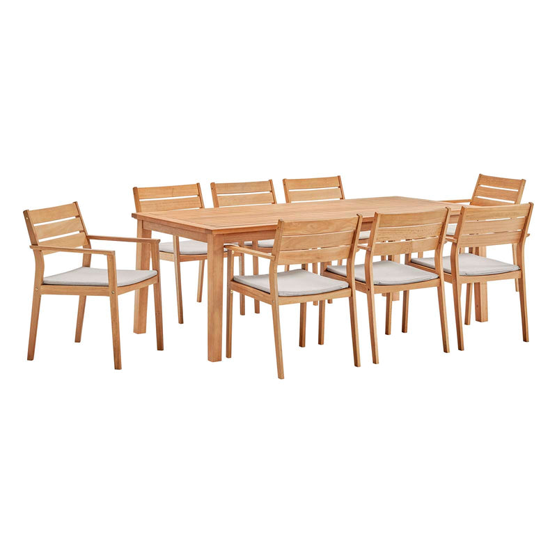 Viewscape 9 Piece Outdoor Patio Ash Wood Dining Set