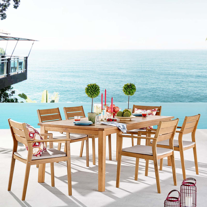 Viewscape 7 Piece Outdoor Patio Ash Wood Dining Set