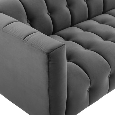Mesmer Channel Tufted Button Performance Velvet Sofa