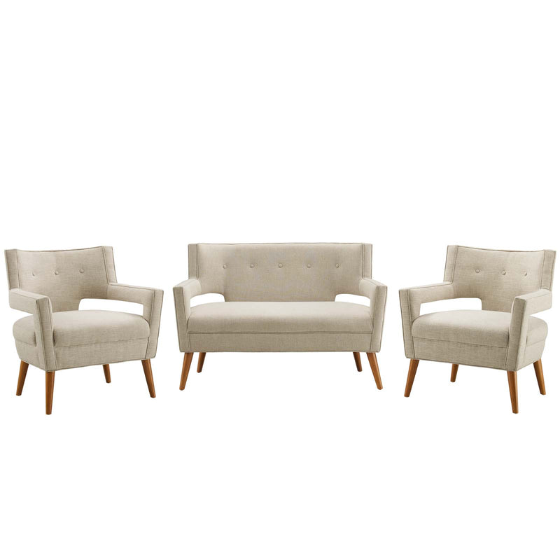 Sheer 3 Piece Upholstered Fabric Set