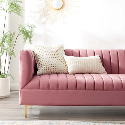 Shift Channel Tufted Performance Velvet Sofa