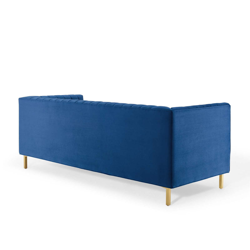 Shift Channel Tufted Performance Velvet Sofa