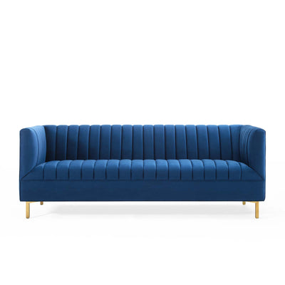 Shift Channel Tufted Performance Velvet Sofa