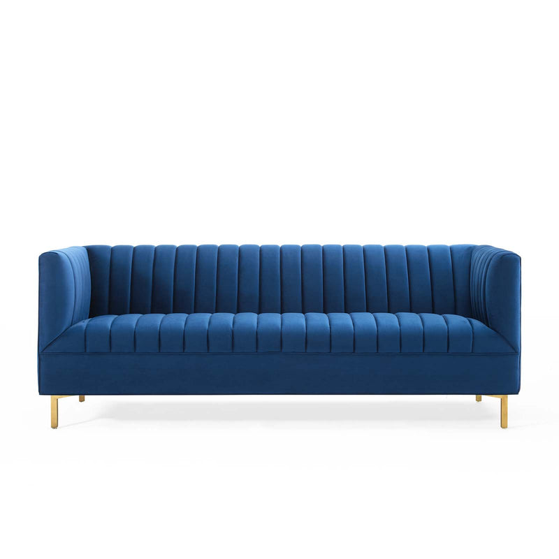 Shift Channel Tufted Performance Velvet Sofa