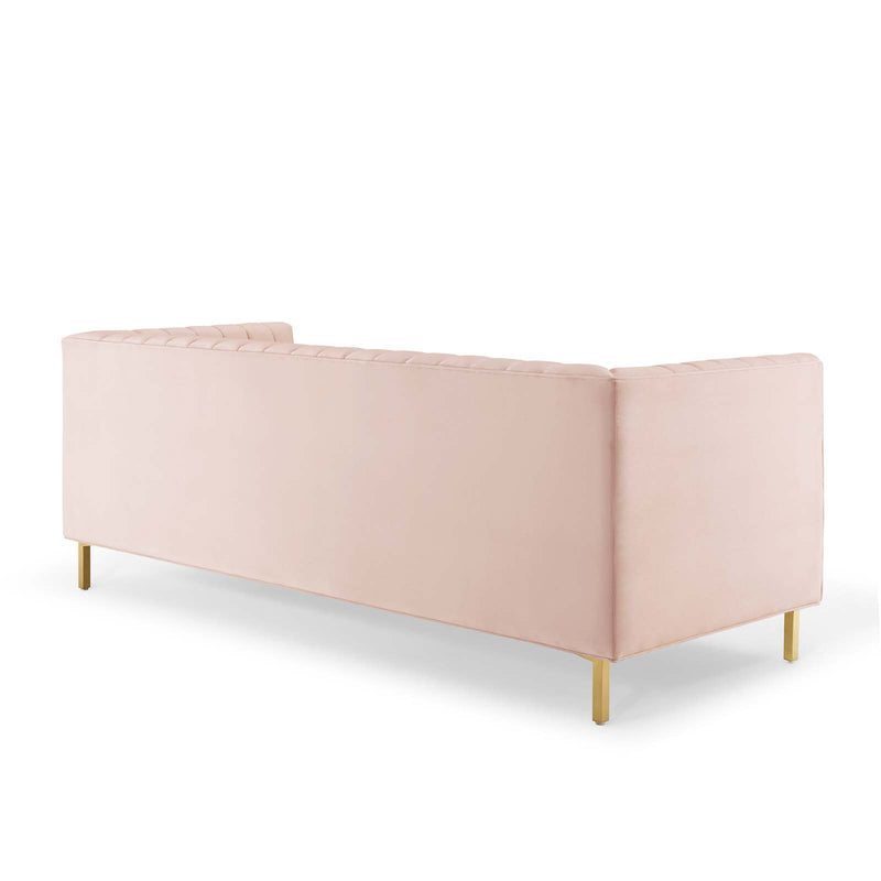 Shift Channel Tufted Performance Velvet Sofa