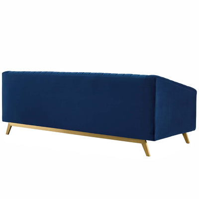 Valiant Vertical Channel Tufted Performance Velvet Sofa and Armchair Set