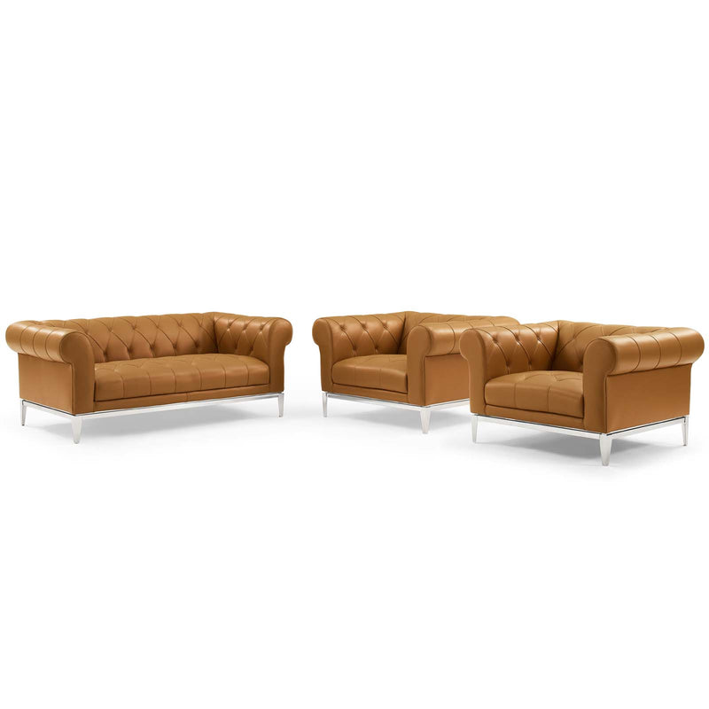 Idyll Tufted Upholstered Leather 3 Piece Set