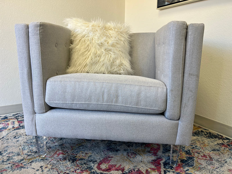 Display Model - Glacier Tufted Upholstered Armchair in Light Grey