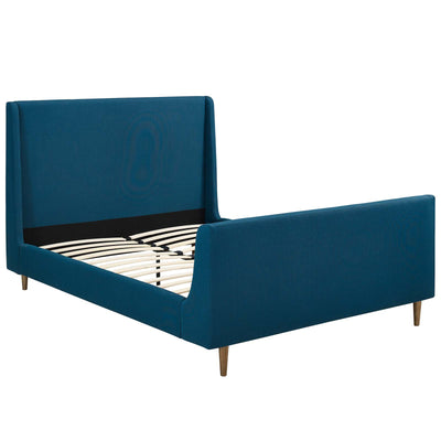 Aubree Queen Upholstered Fabric Sleigh Platform Bed