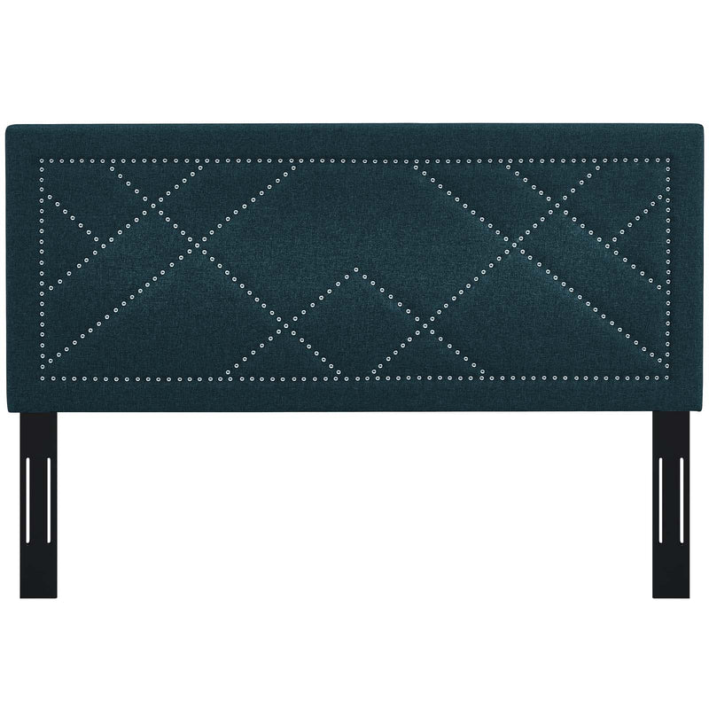 Reese Nailhead Upholstered Linen Fabric Headboard