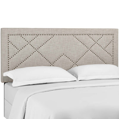 Reese Nailhead Upholstered Linen Fabric Headboard