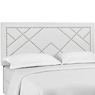 Reese Nailhead Upholstered Linen Fabric Headboard