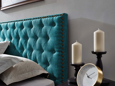 Helena Tufted Upholstered Linen Fabric Headboard