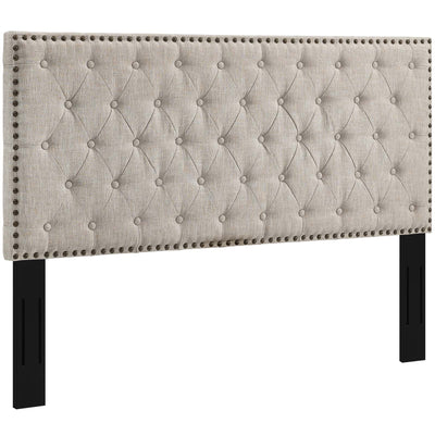 Helena Tufted King and California King Upholstered Linen Fabric Headboard