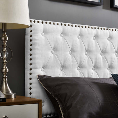 Helena Tufted King and California King Upholstered Linen Fabric Headboard