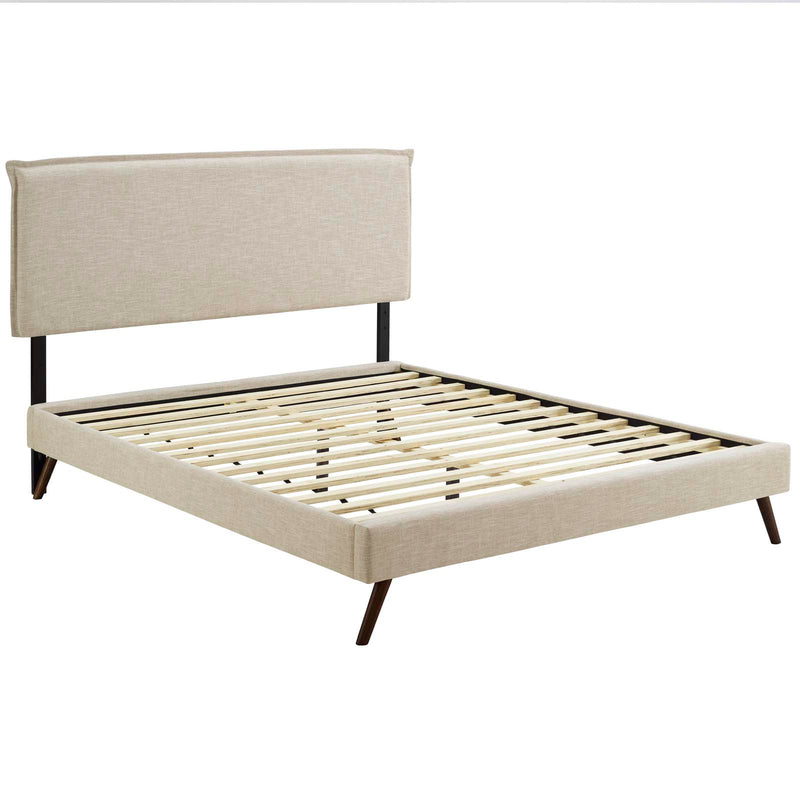 Amaris Queen Fabric Platform Bed with Round Splayed Legs