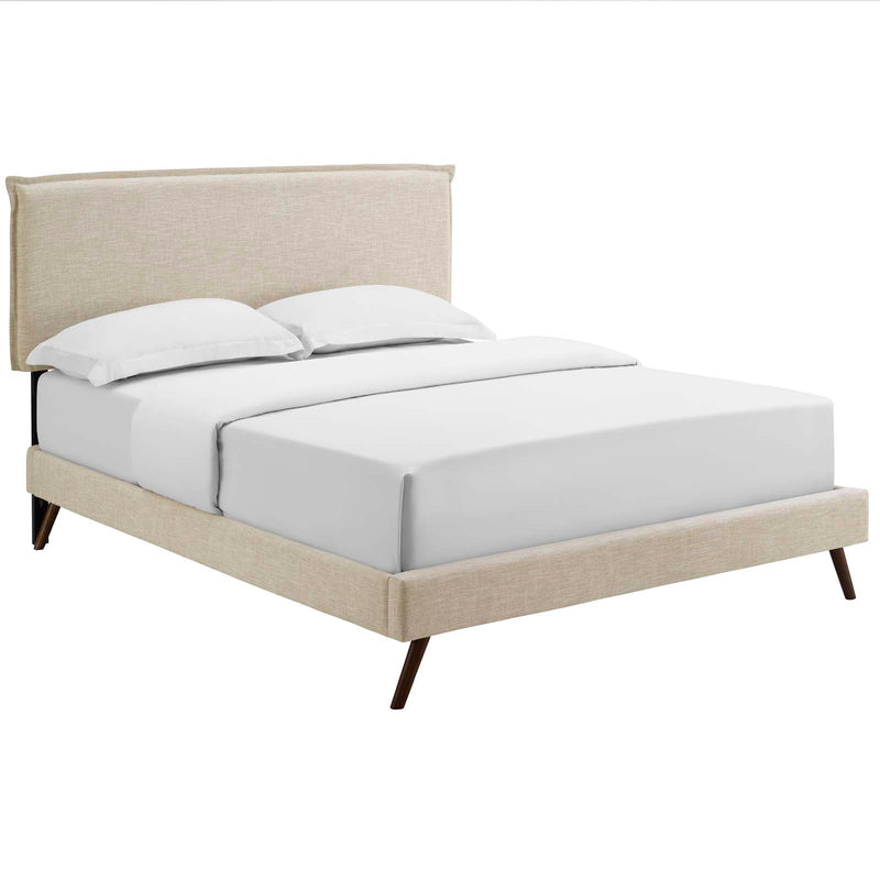 Amaris King Fabric Platform Bed with Round Splayed Legs