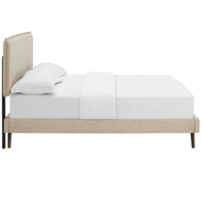 Amaris King Fabric Platform Bed with Round Splayed Legs