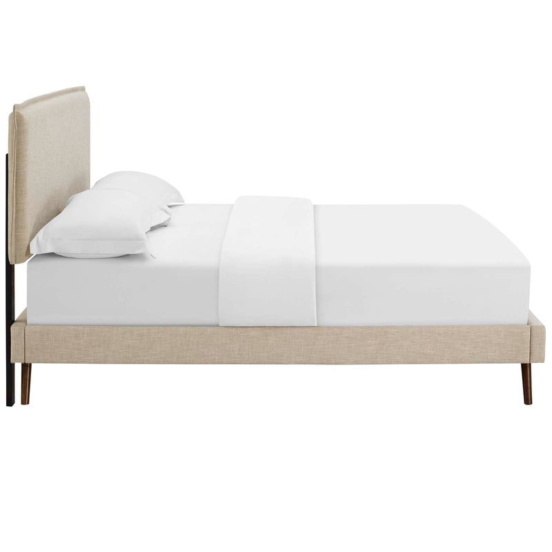 Amaris King Fabric Platform Bed with Round Splayed Legs