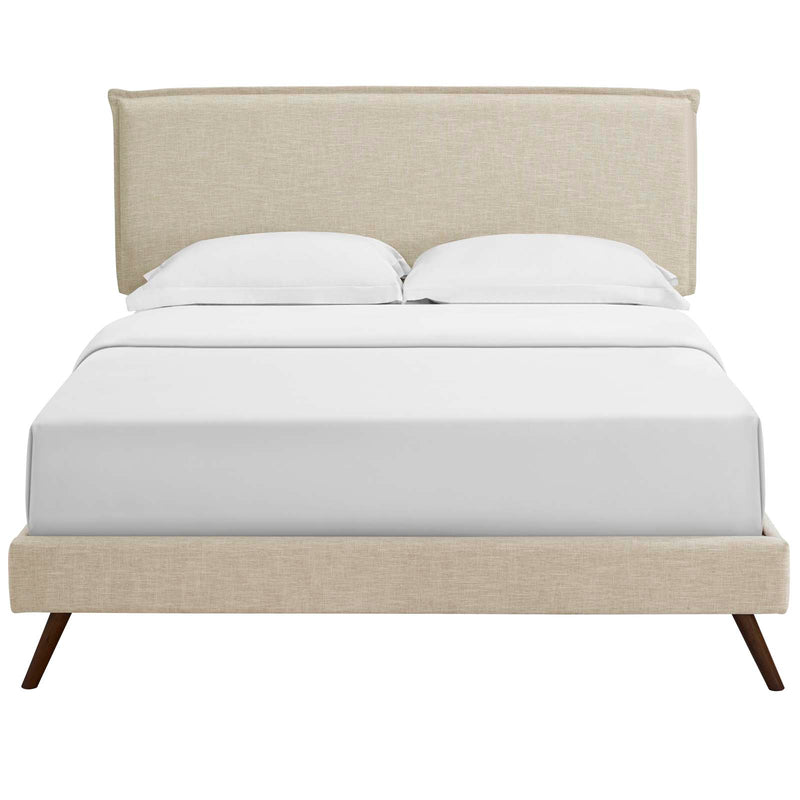 Amaris King Fabric Platform Bed with Round Splayed Legs