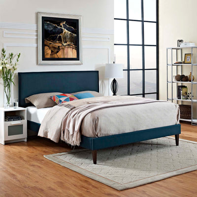 Amaris Queen Fabric Platform Bed with Squared Tapered Legs