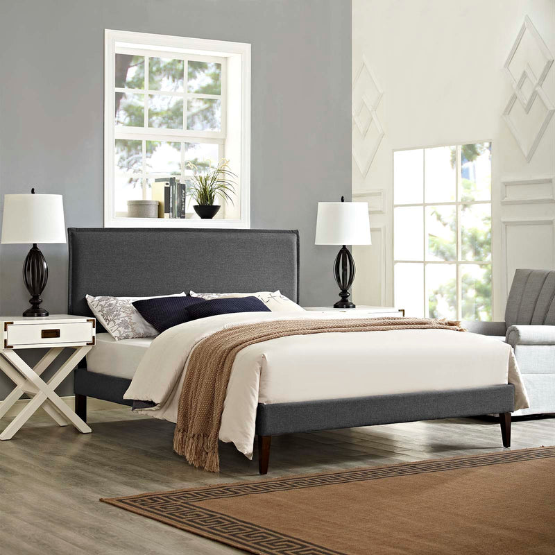 Amaris King Fabric Platform Bed with Squared Tapered Legs