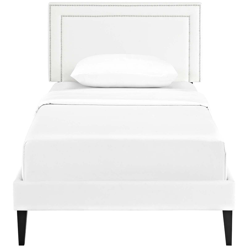 Virginia Vinyl Platform Bed with Squared Tapered Legs