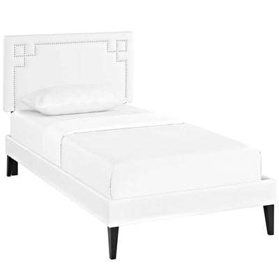 Ruthie Vinyl Platform Bed with Squared Tapered Legs