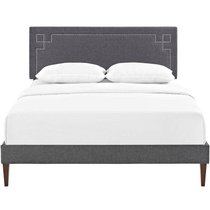 Ruthie Fabric Platform Bed with Squared Tapered Legs
