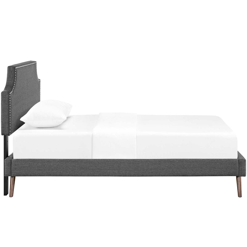 Corene Fabric Platform Bed with Round Splayed Legs