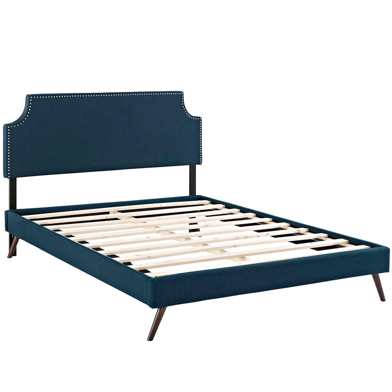 Corene King Fabric Platform Bed with Round Splayed Legs
