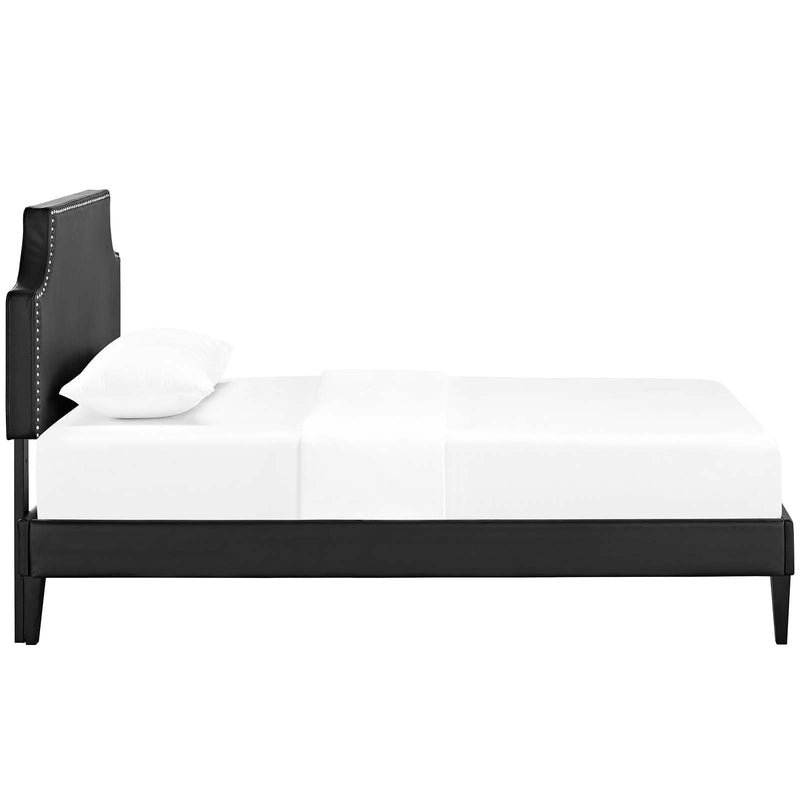 Corene Vinyl Platform Bed with Squared Tapered Legs