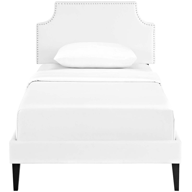 Corene Vinyl Platform Bed with Squared Tapered Legs
