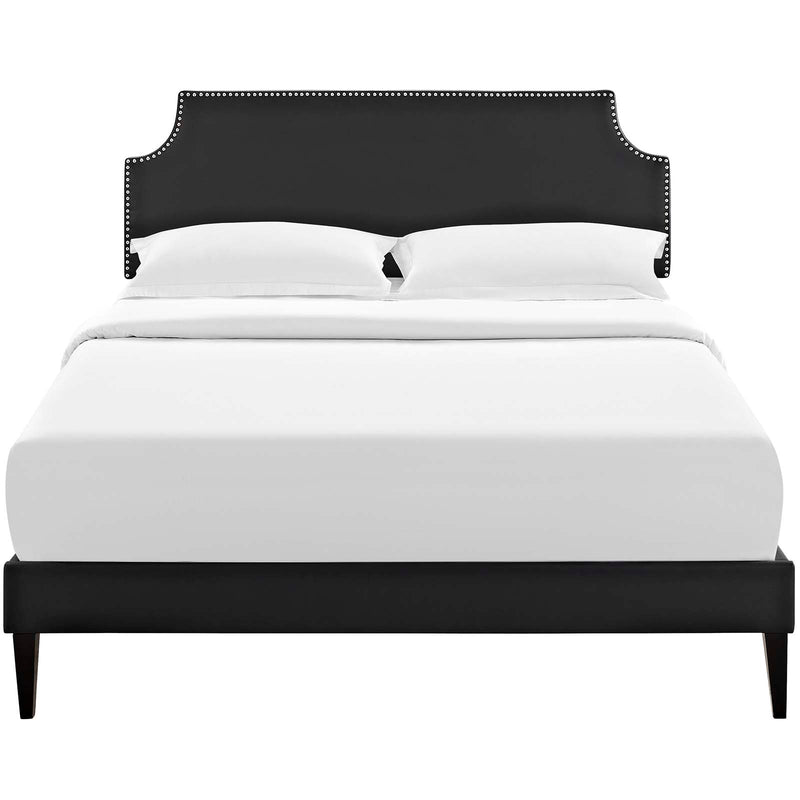 Corene Full Vinyl Platform Bed with Squared Tapered Legs