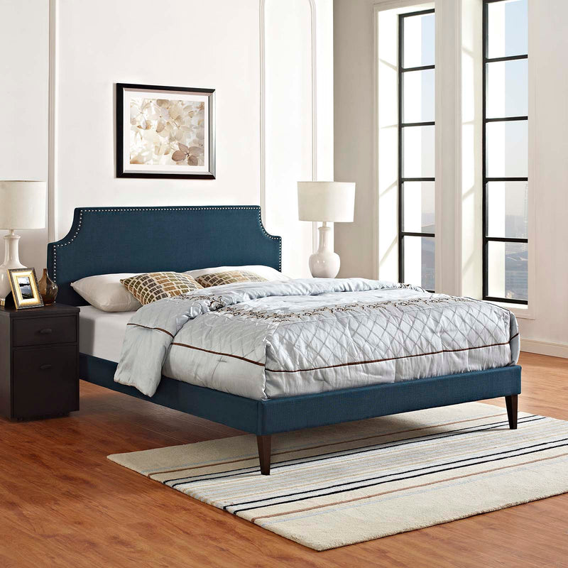 Corene Queen Fabric Platform Bed with Squared Tapered Legs