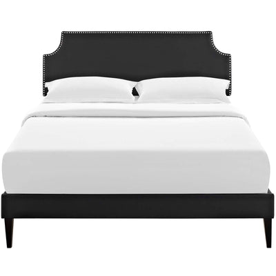 Corene King Vinyl Platform Bed with Squared Tapered Legs