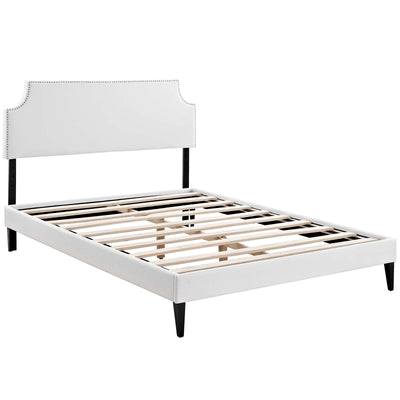 Corene King Vinyl Platform Bed with Squared Tapered Legs