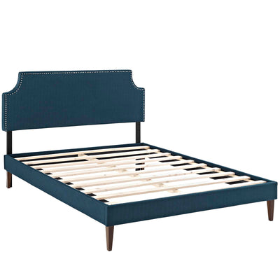 Corene King Fabric Platform Bed with Squared Tapered Legs