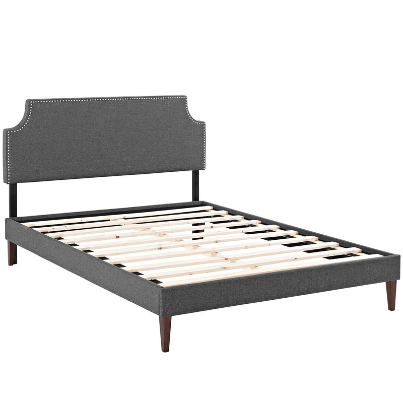 Corene King Fabric Platform Bed with Squared Tapered Legs