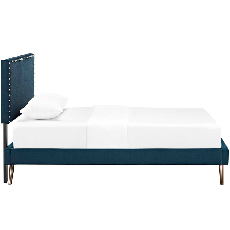 Macie Fabric Platform Bed with Round Splayed Legs