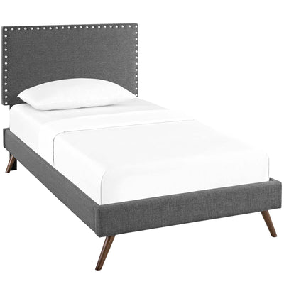 Macie Fabric Platform Bed with Round Splayed Legs