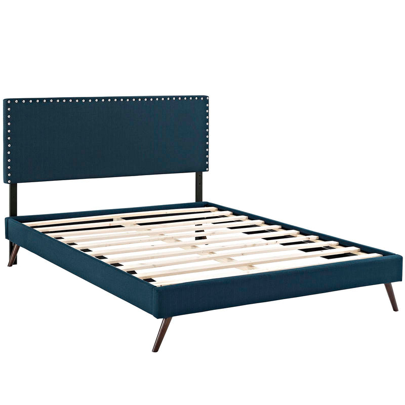 Macie Queen Fabric Platform Bed with Round Splayed Legs