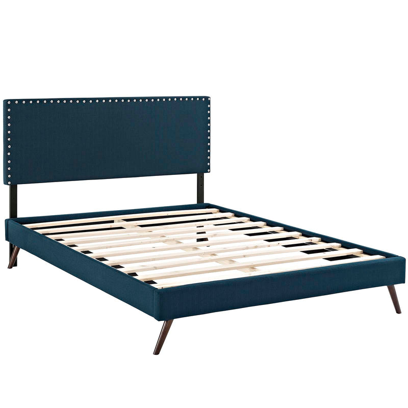 Macie King Fabric Platform Bed with Round Splayed Legs