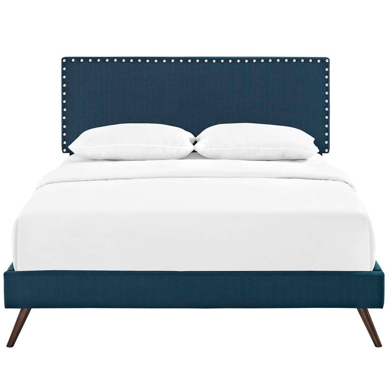 Macie King Fabric Platform Bed with Round Splayed Legs