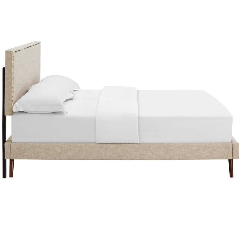 Macie King Fabric Platform Bed with Round Splayed Legs