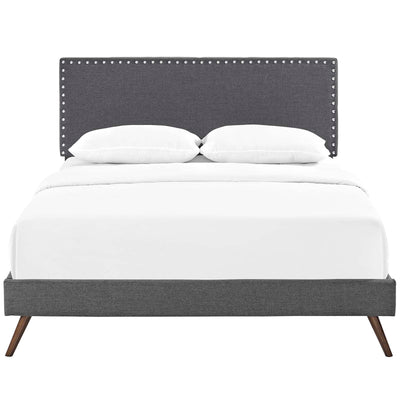 Macie King Fabric Platform Bed with Round Splayed Legs