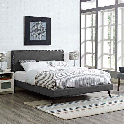 Macie King Fabric Platform Bed with Round Splayed Legs